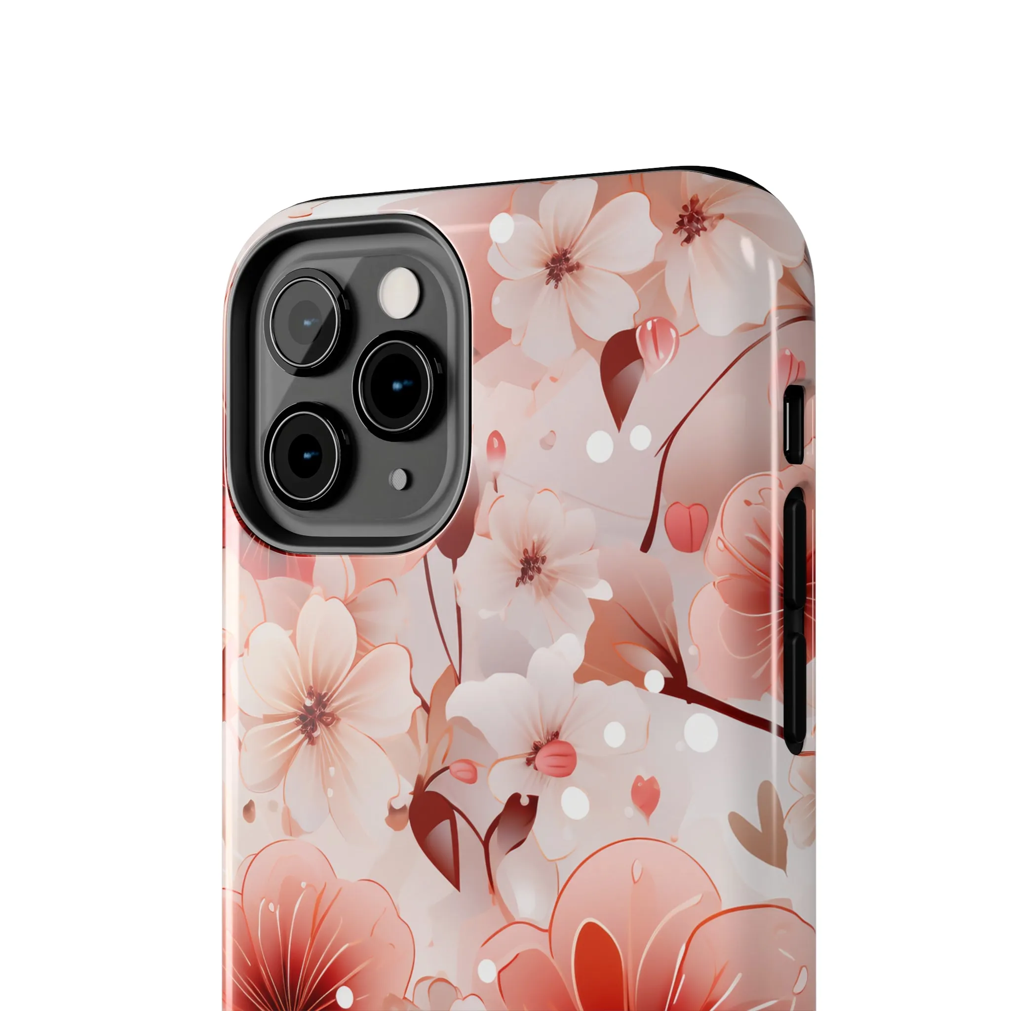 Pink Floral Pattern Design Tough Phone Case compatible with a large variety of iPhone models, Gift, Phone Case