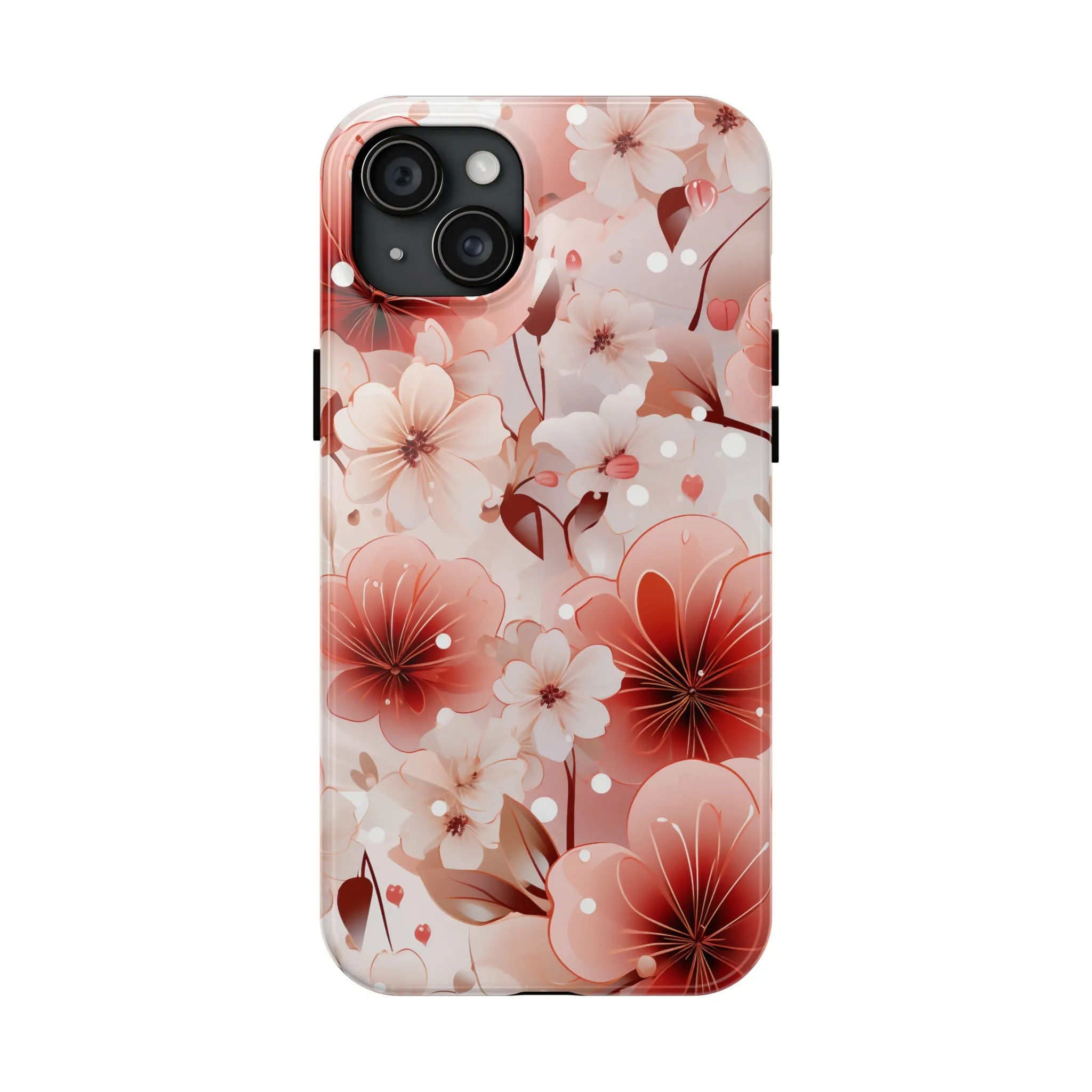 Pink Floral Pattern Design Tough Phone Case compatible with a large variety of iPhone models, Gift, Phone Case