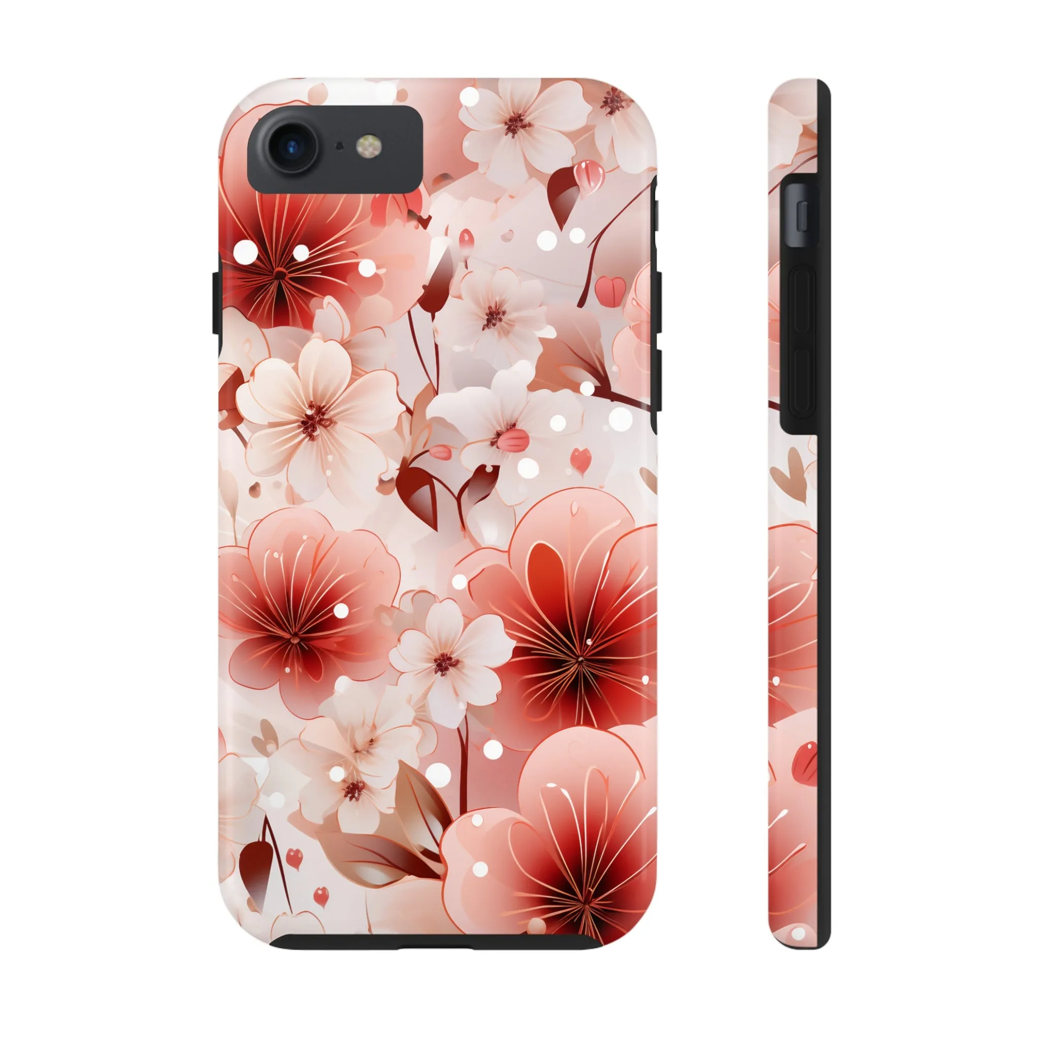 Pink Floral Pattern Design Tough Phone Case compatible with a large variety of iPhone models, Gift, Phone Case