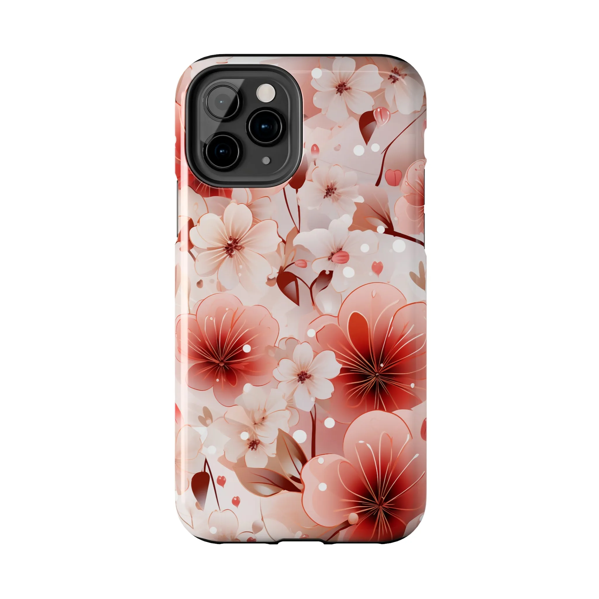 Pink Floral Pattern Design Tough Phone Case compatible with a large variety of iPhone models, Gift, Phone Case