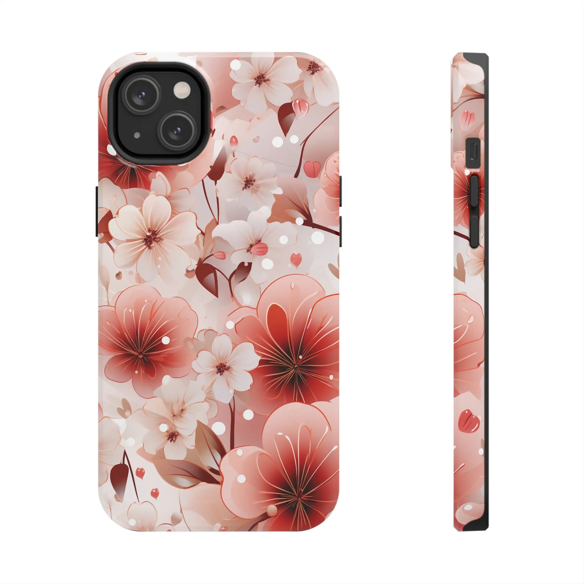 Pink Floral Pattern Design Tough Phone Case compatible with a large variety of iPhone models, Gift, Phone Case