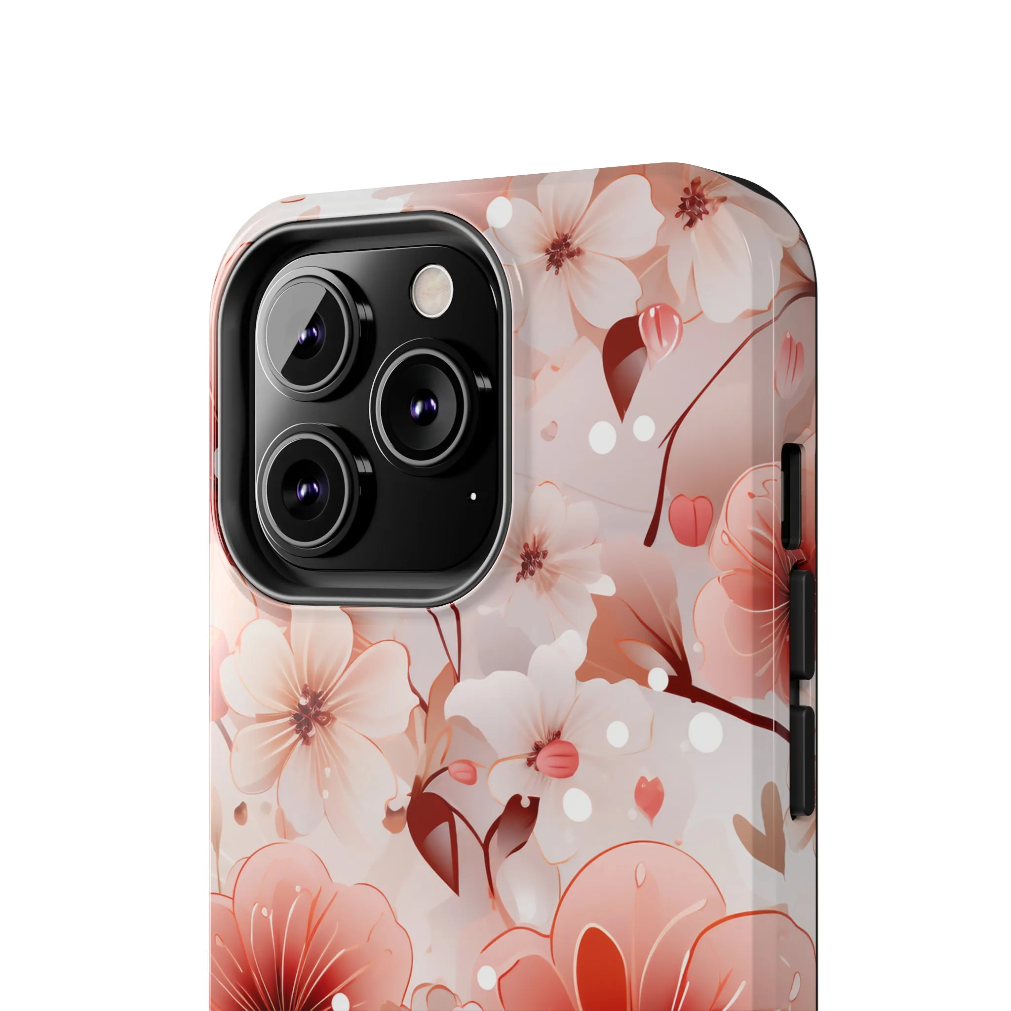 Pink Floral Pattern Design Tough Phone Case compatible with a large variety of iPhone models, Gift, Phone Case