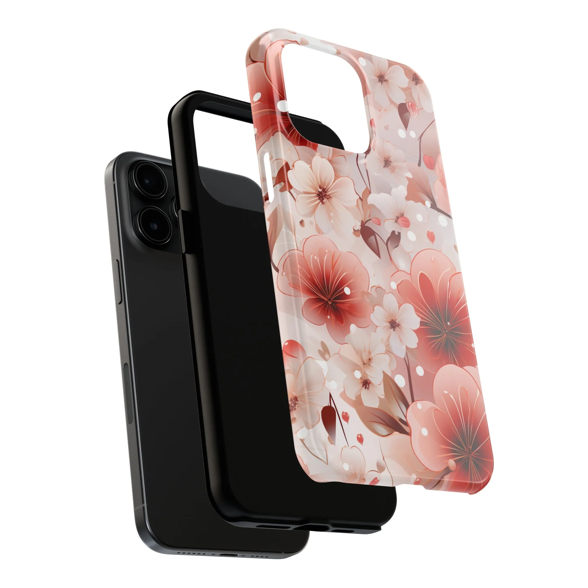 Pink Floral Pattern Design Tough Phone Case compatible with a large variety of iPhone models, Gift, Phone Case