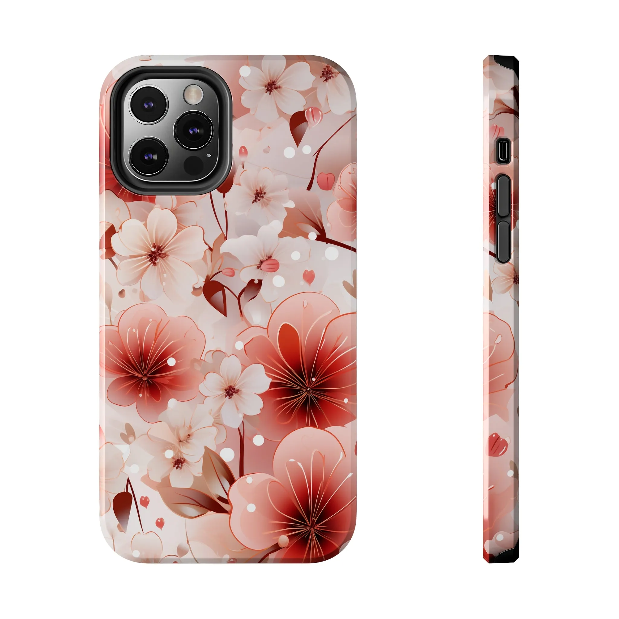 Pink Floral Pattern Design Tough Phone Case compatible with a large variety of iPhone models, Gift, Phone Case