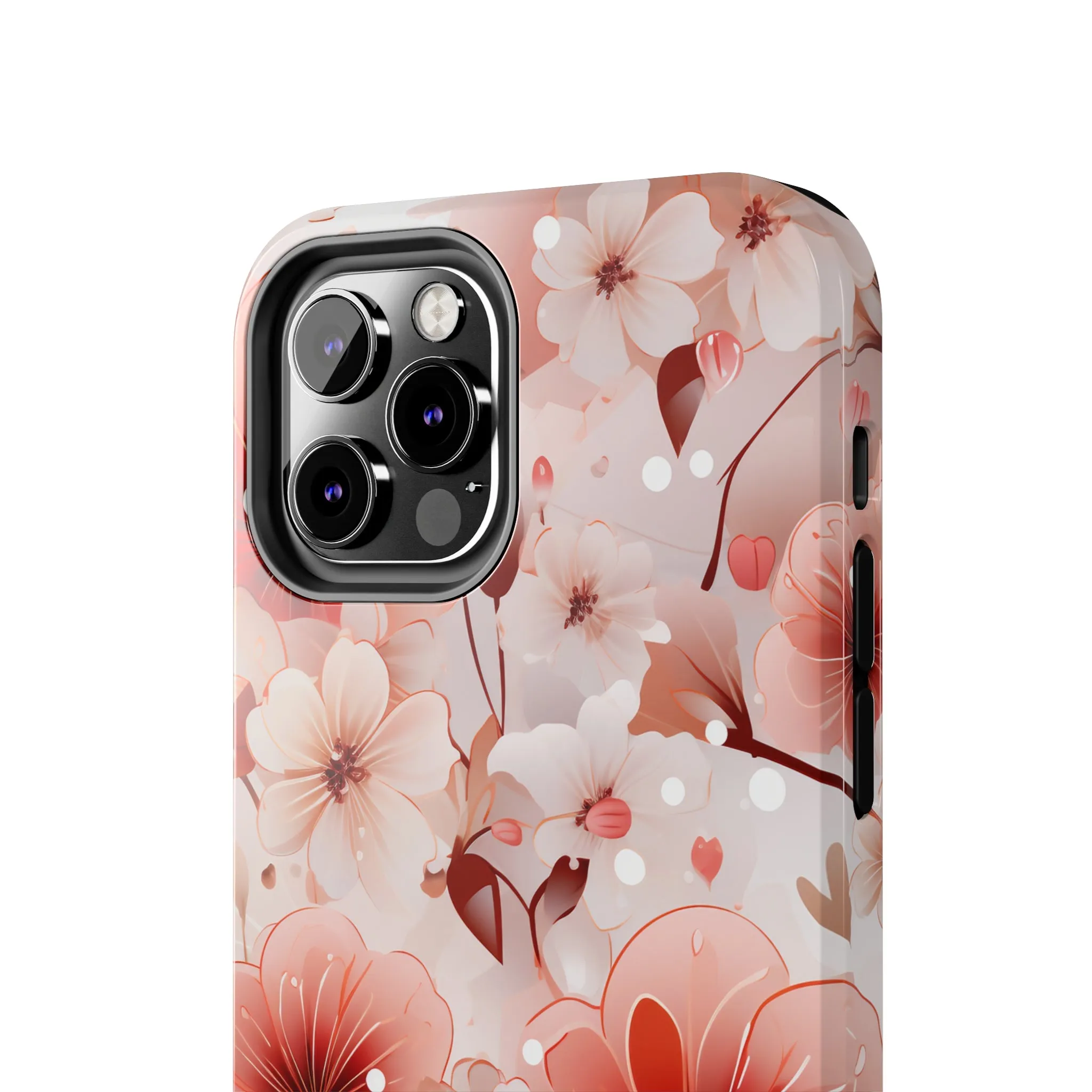 Pink Floral Pattern Design Tough Phone Case compatible with a large variety of iPhone models, Gift, Phone Case