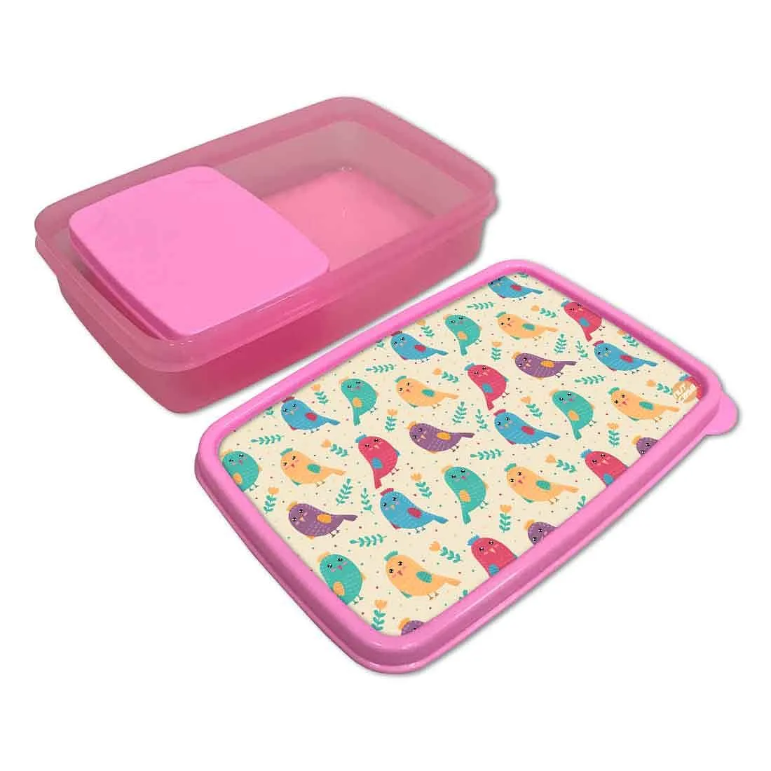 Plastic School Lunch Organizer Box for Girls Return Gifts Birthday Party - Birds