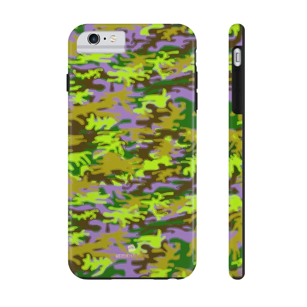 Purple Green Camo iPhone Case, Army Print Case Mate Tough Samsung Galaxy Phone Cases