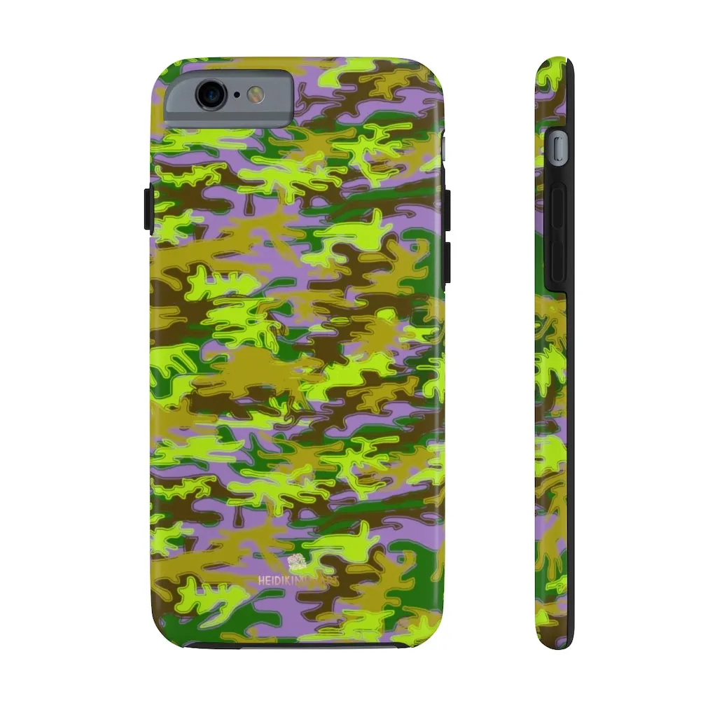 Purple Green Camo iPhone Case, Army Print Case Mate Tough Samsung Galaxy Phone Cases