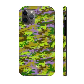 Purple Green Camo iPhone Case, Army Print Case Mate Tough Samsung Galaxy Phone Cases