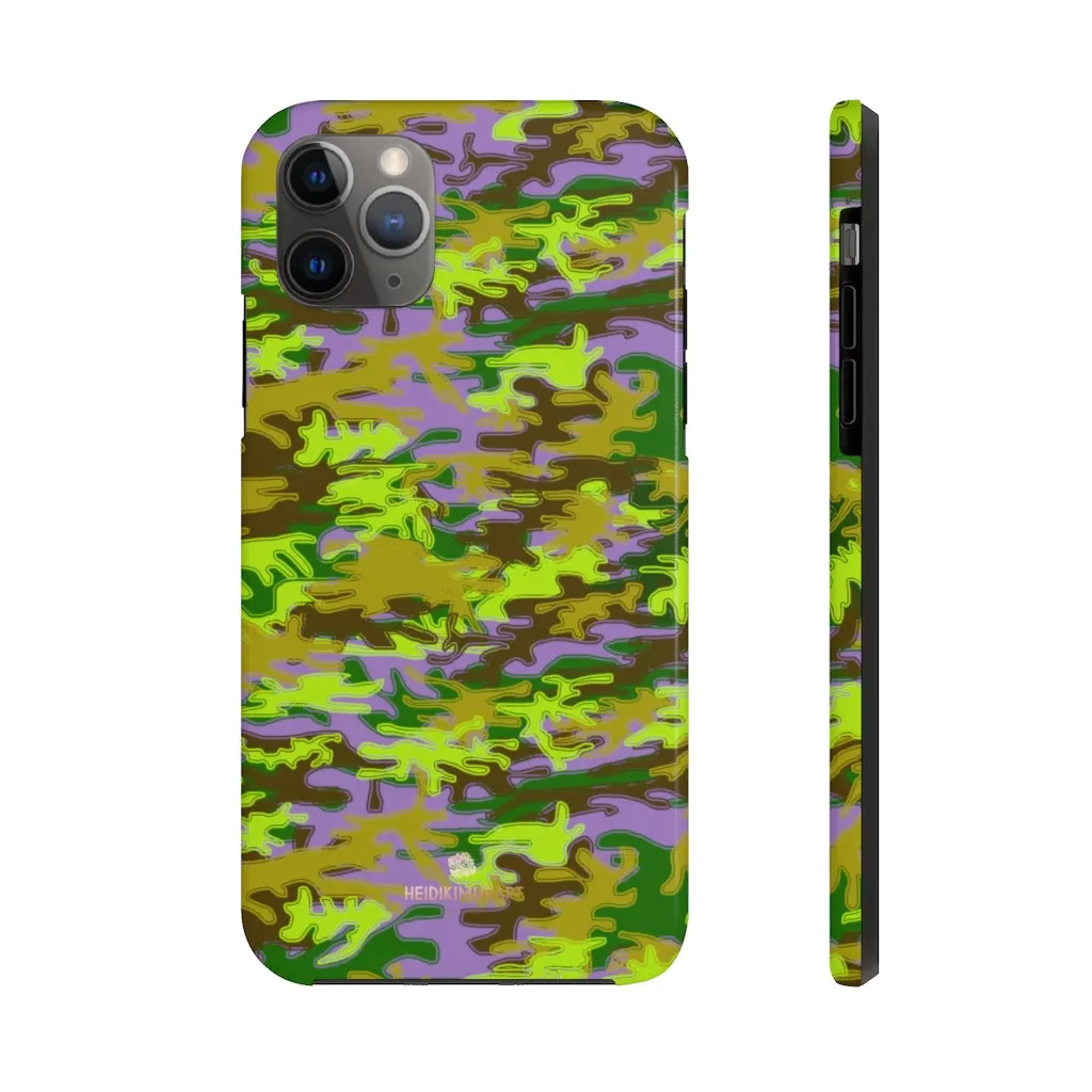 Purple Green Camo iPhone Case, Army Print Case Mate Tough Samsung Galaxy Phone Cases