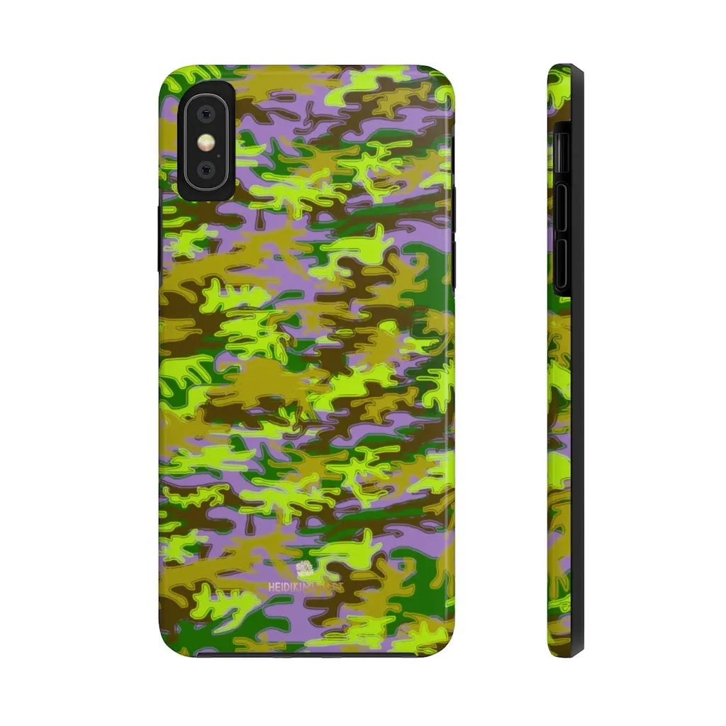 Purple Green Camo iPhone Case, Army Print Case Mate Tough Samsung Galaxy Phone Cases