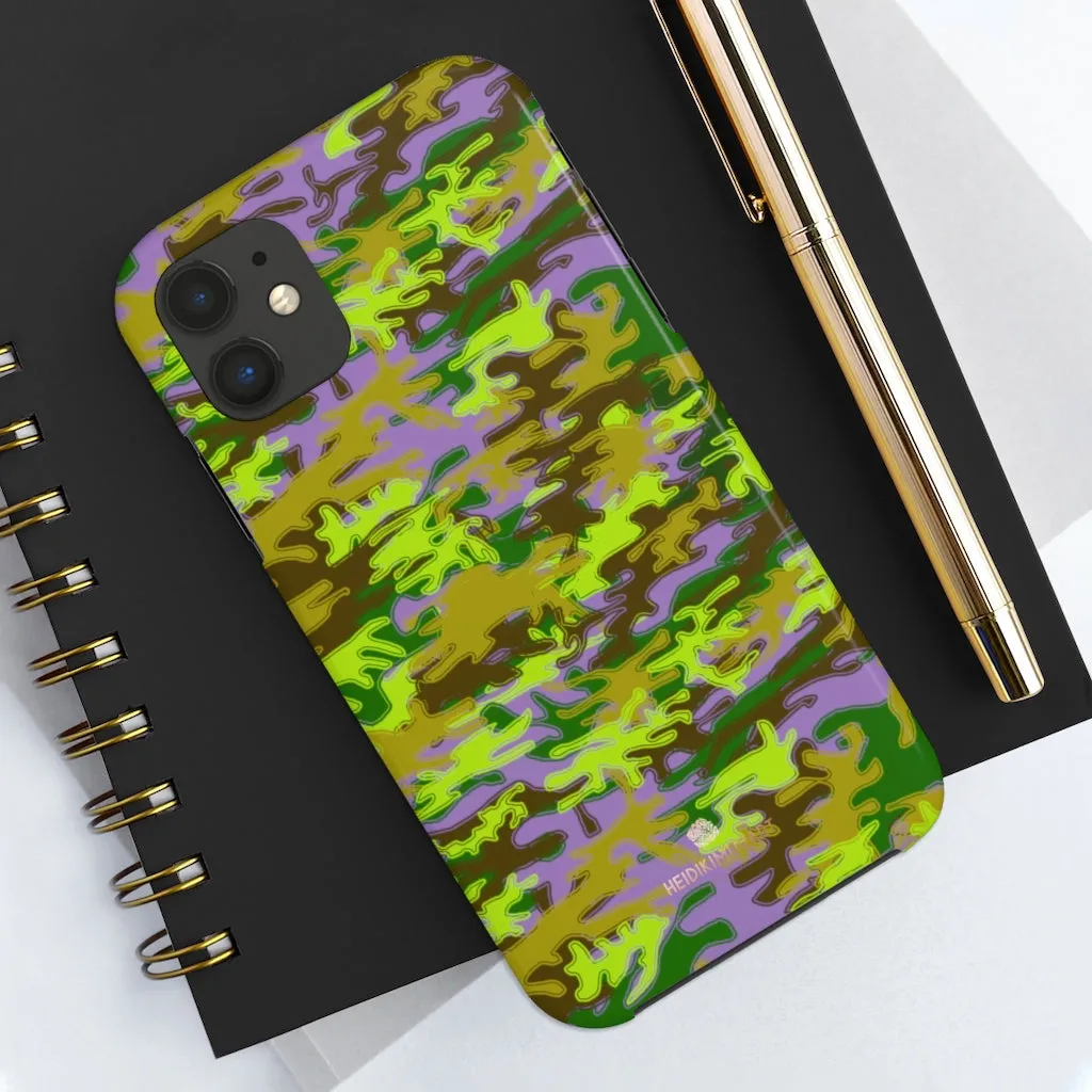 Purple Green Camo iPhone Case, Army Print Case Mate Tough Samsung Galaxy Phone Cases