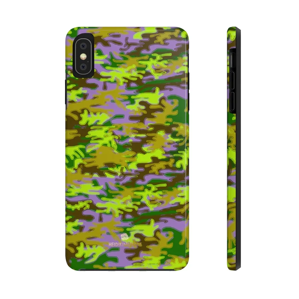 Purple Green Camo iPhone Case, Army Print Case Mate Tough Samsung Galaxy Phone Cases