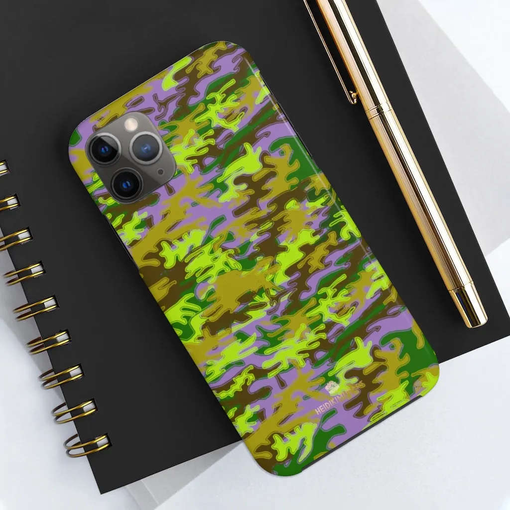 Purple Green Camo iPhone Case, Army Print Case Mate Tough Samsung Galaxy Phone Cases