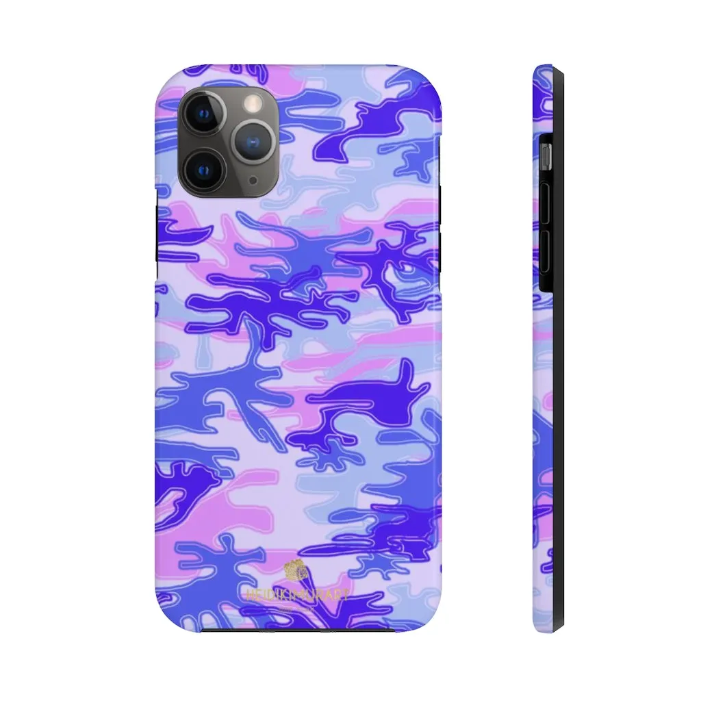 Purple Pink Camo Print iPhone Case, Army Camouflage Print Case Mate Tough Phone Cases