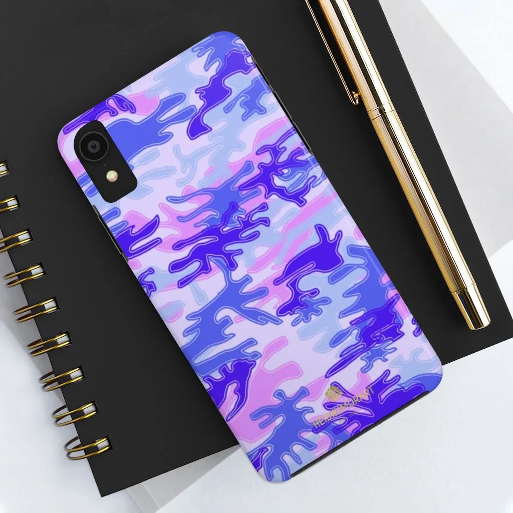 Purple Pink Camo Print iPhone Case, Army Camouflage Print Case Mate Tough Phone Cases