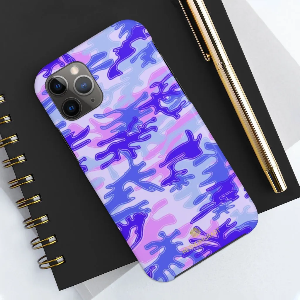 Purple Pink Camo Print iPhone Case, Army Camouflage Print Case Mate Tough Phone Cases