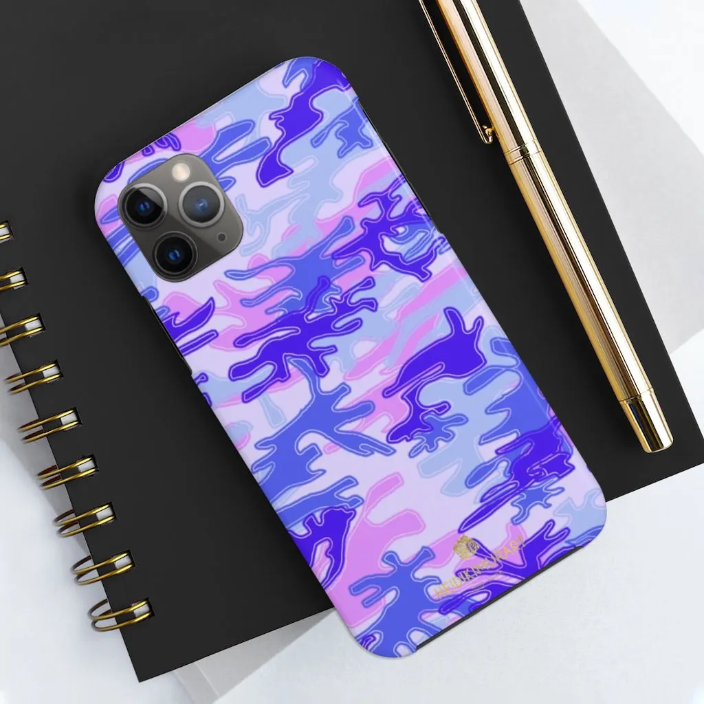 Purple Pink Camo Print iPhone Case, Army Camouflage Print Case Mate Tough Phone Cases