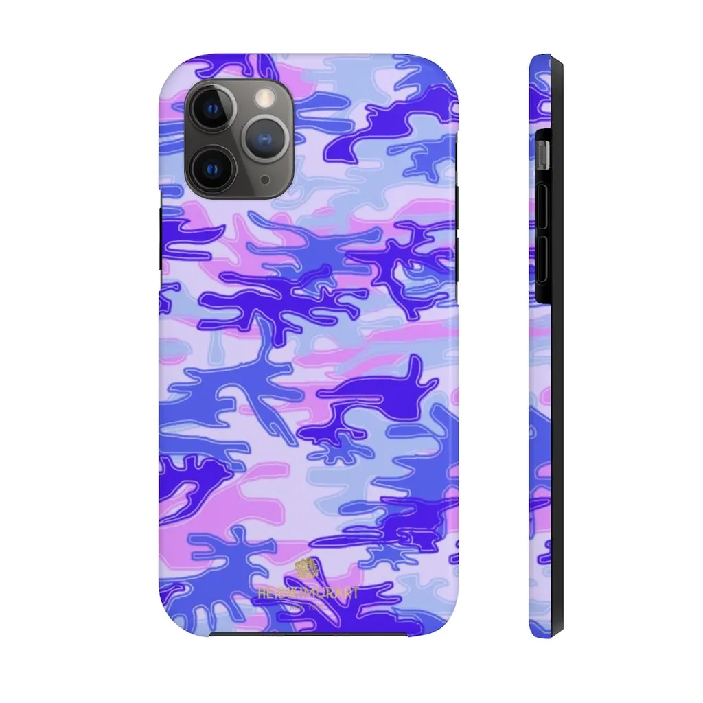 Purple Pink Camo Print iPhone Case, Army Camouflage Print Case Mate Tough Phone Cases