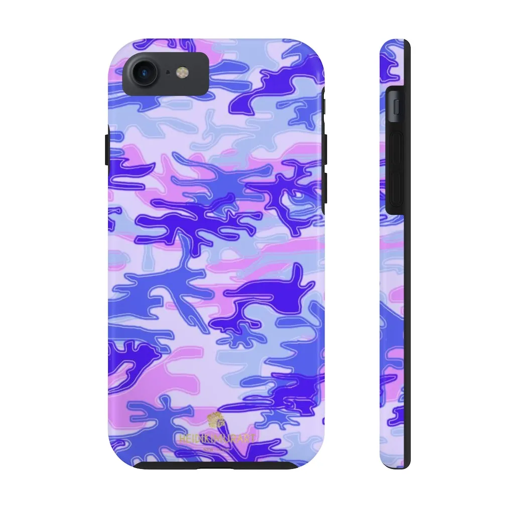 Purple Pink Camo Print iPhone Case, Army Camouflage Print Case Mate Tough Phone Cases