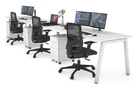 Quadro 3 Person Run Office Workstation [1800L x 800W with Cable Scallop]