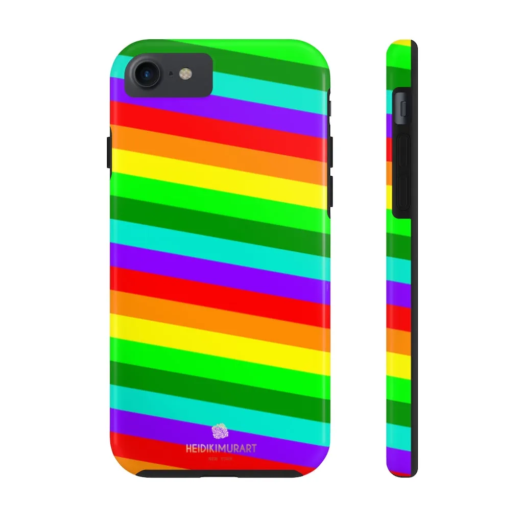 Rainbow Stripe Gay Pride iPhone Case, Colorful Case Mate Tough Samsung Galaxy Phone Cases