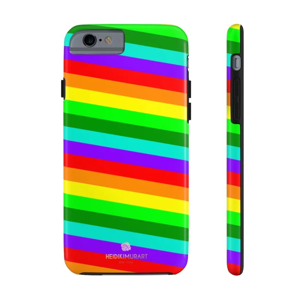 Rainbow Stripe Gay Pride iPhone Case, Colorful Case Mate Tough Samsung Galaxy Phone Cases