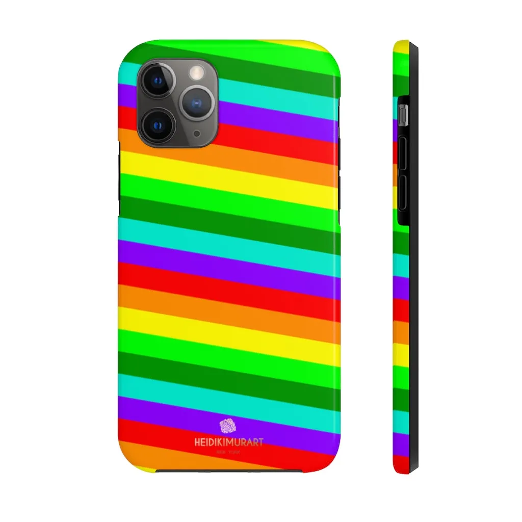 Rainbow Stripe Gay Pride iPhone Case, Colorful Case Mate Tough Samsung Galaxy Phone Cases