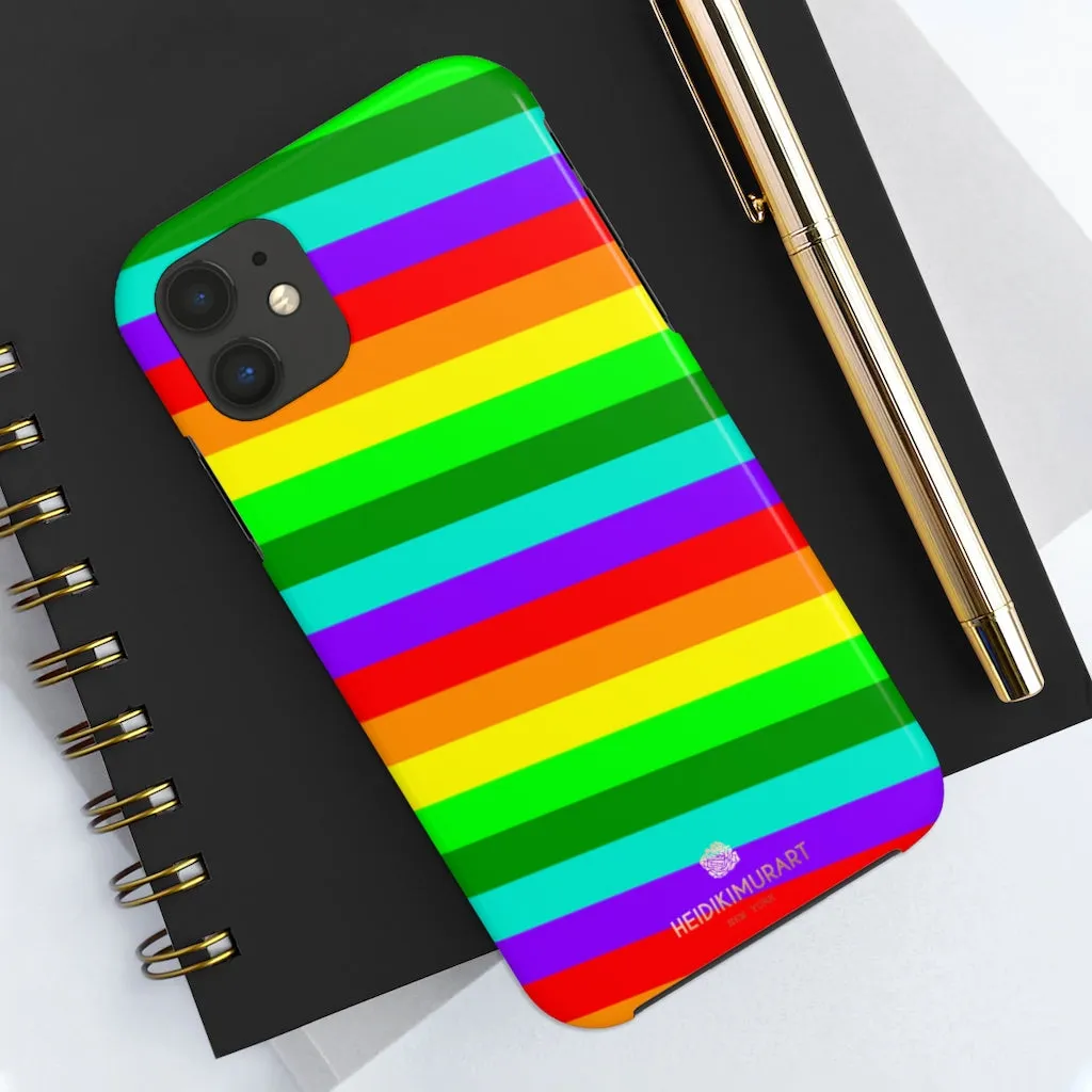 Rainbow Stripe Gay Pride iPhone Case, Colorful Case Mate Tough Samsung Galaxy Phone Cases