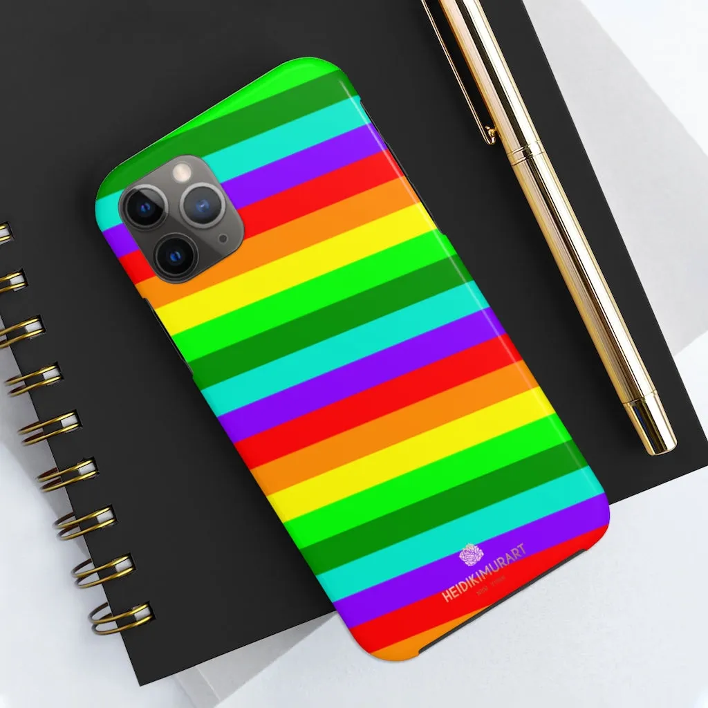 Rainbow Stripe Gay Pride iPhone Case, Colorful Case Mate Tough Samsung Galaxy Phone Cases