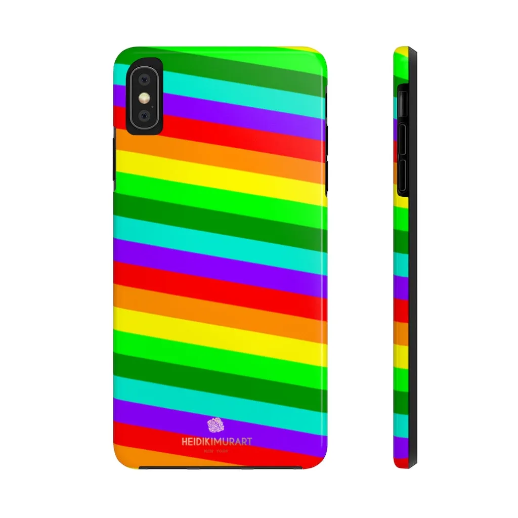 Rainbow Stripe Gay Pride iPhone Case, Colorful Case Mate Tough Samsung Galaxy Phone Cases