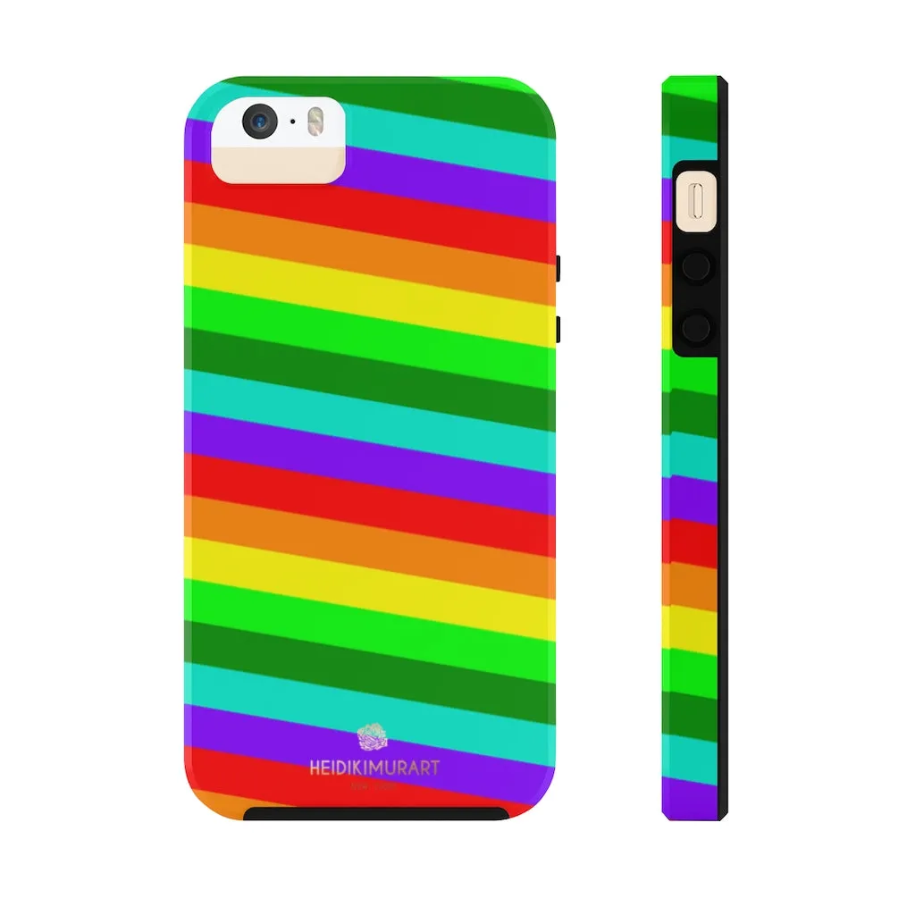 Rainbow Stripe Gay Pride iPhone Case, Colorful Case Mate Tough Samsung Galaxy Phone Cases