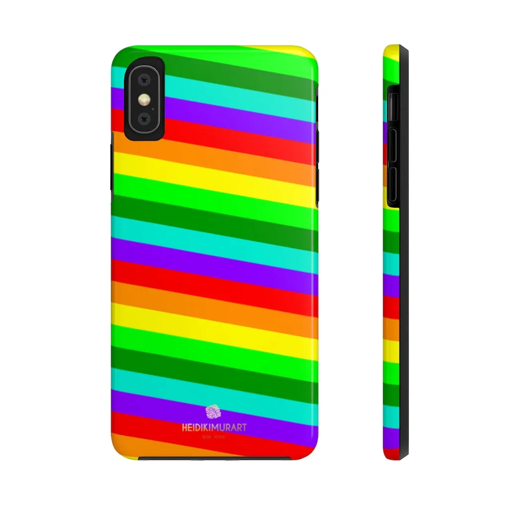 Rainbow Stripe Gay Pride iPhone Case, Colorful Case Mate Tough Samsung Galaxy Phone Cases