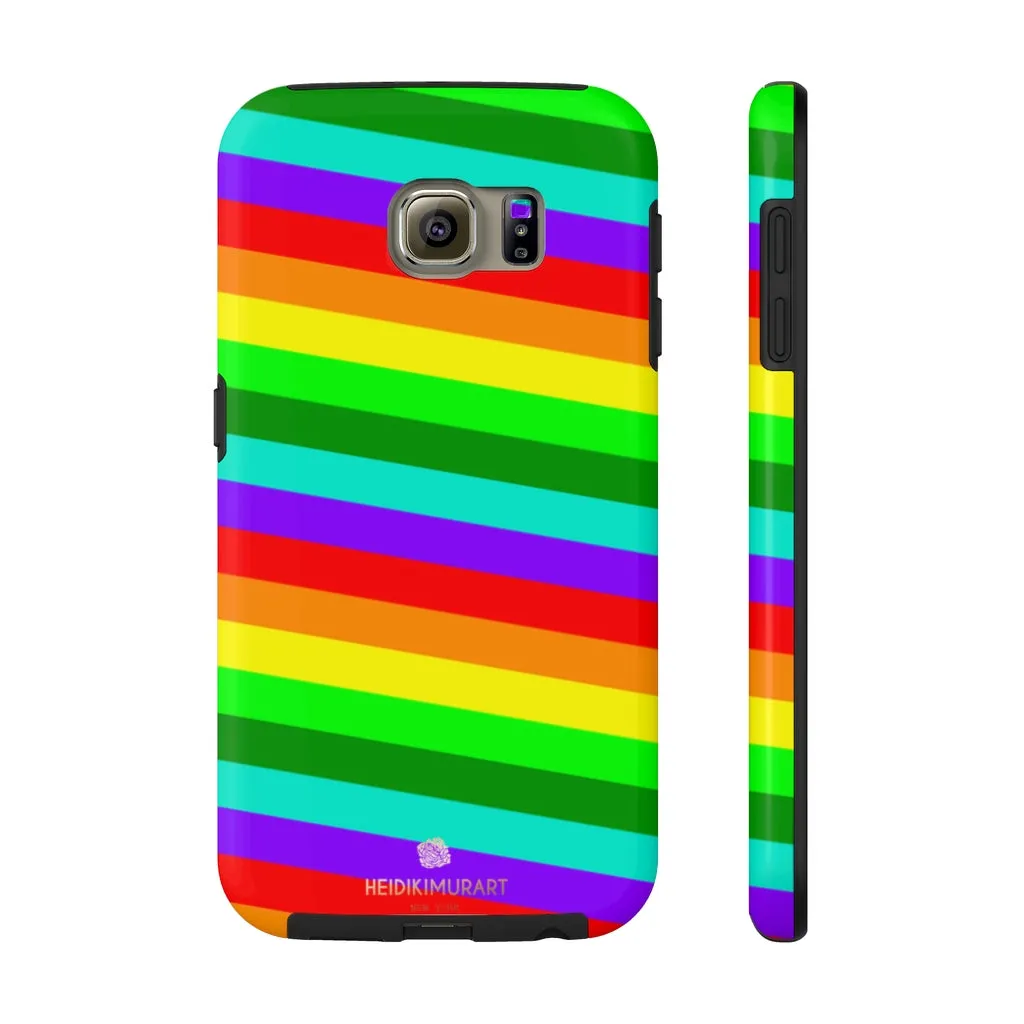 Rainbow Stripe Gay Pride iPhone Case, Colorful Case Mate Tough Samsung Galaxy Phone Cases