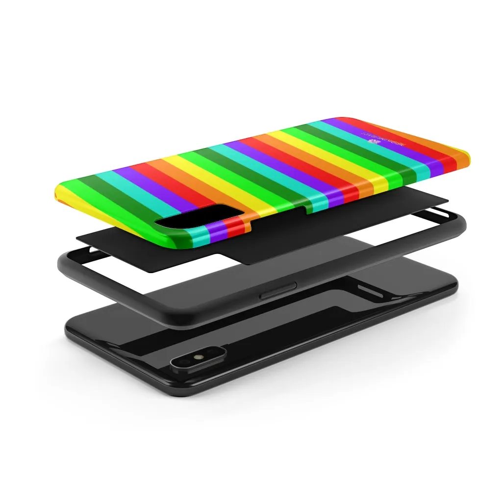 Rainbow Stripe Gay Pride iPhone Case, Colorful Case Mate Tough Samsung Galaxy Phone Cases