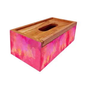 Rectangular Tissue Stand Holder Wooden for Home Office - Watercolor