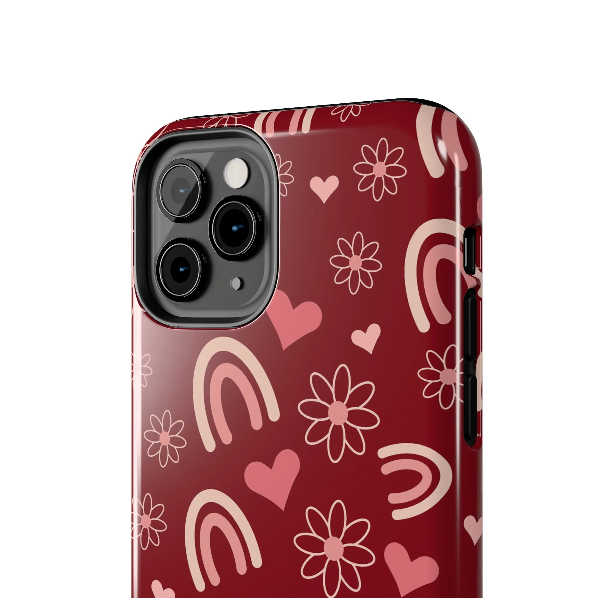 Red Boho Rainbow print Design Tough Phone Case compatible with a large variety of iPhone models, Gift, Phone Case