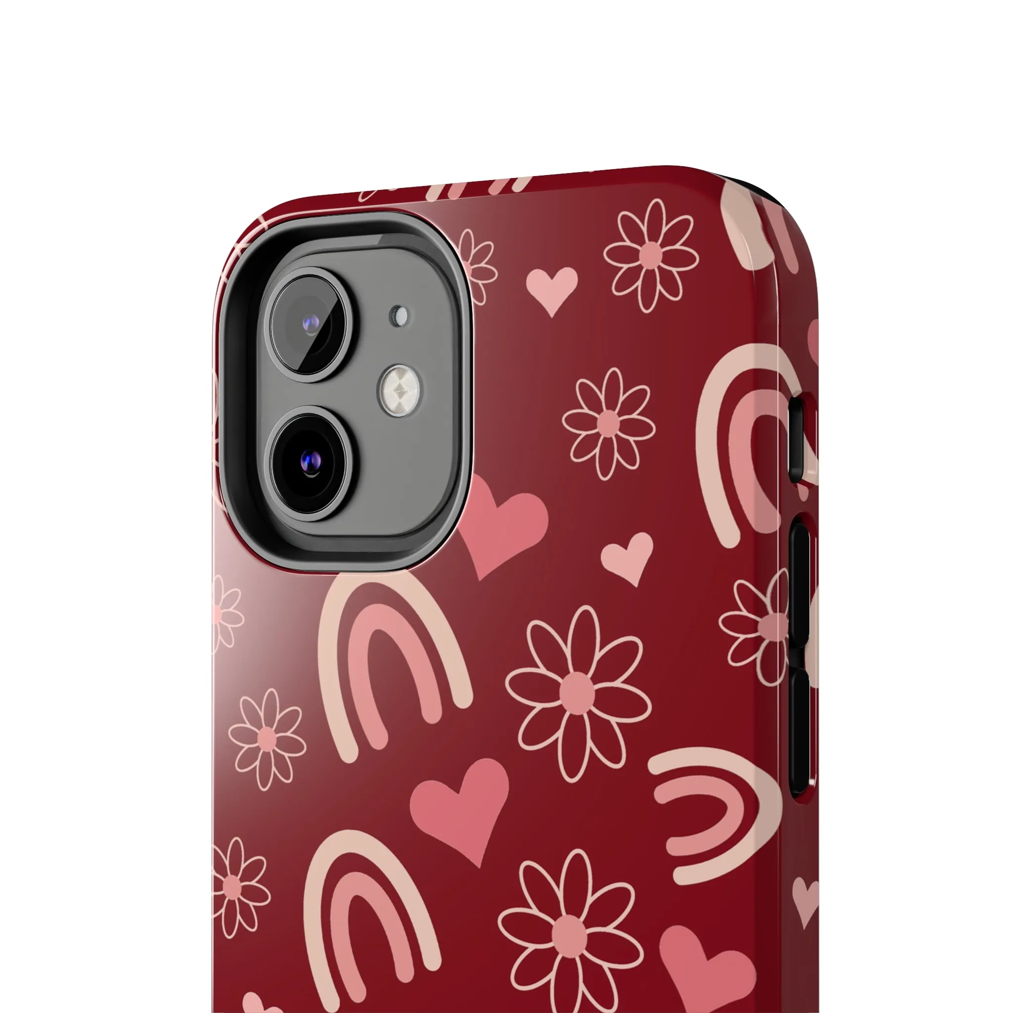 Red Boho Rainbow print Design Tough Phone Case compatible with a large variety of iPhone models, Gift, Phone Case