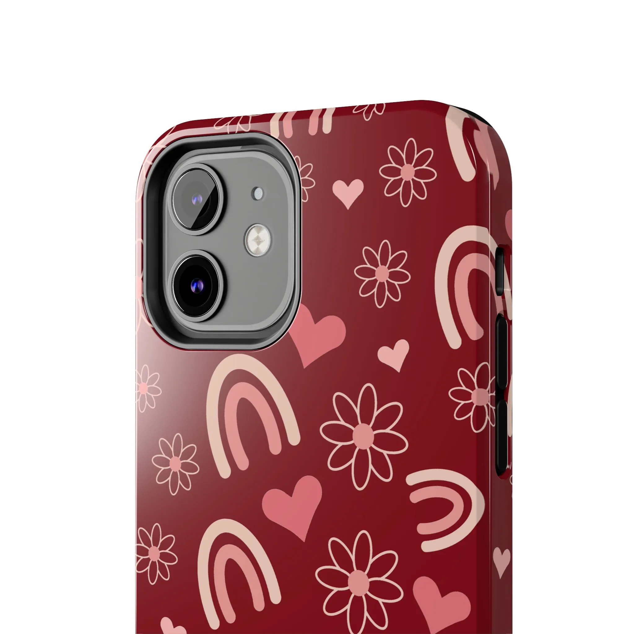 Red Boho Rainbow print Design Tough Phone Case compatible with a large variety of iPhone models, Gift, Phone Case