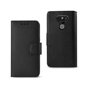 Reiko Lg G5 Wallet Case 3 In 1 With Interior Leather-Like Material And Polymer Cover Black