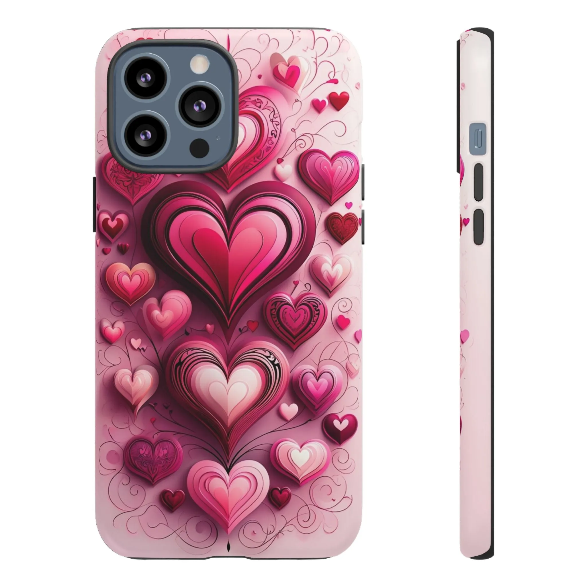 Romantic Phone Case, Cute Heart Design, Valentine's Day Gift, Love Theme Phone Cover, Gifts for Her, Floral Heart Case