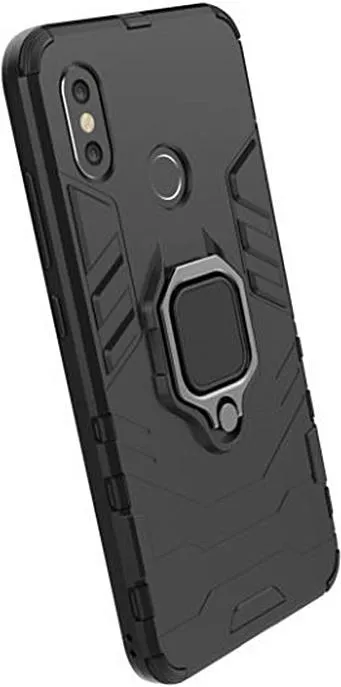 Samsung Galaxy A22 5G Defender Armor Rugged Case with Ring Holder - Black