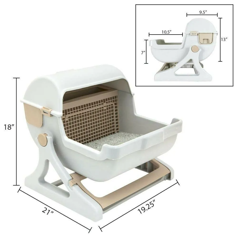 Semi-Automatic Cat Litter Box - Hassle-Free Cleaning for Happy Cats!