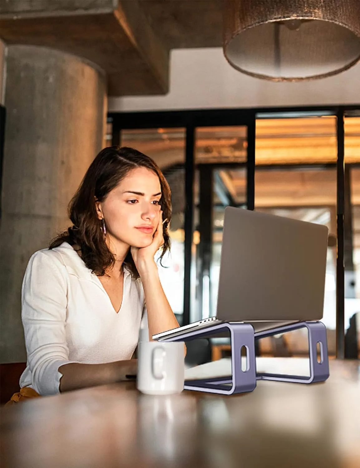 SOUNDANCE Laptop Stand, Aluminum Computer Riser, Ergonomic Laptops Elevator for Desk, Metal Holder Compatible with 10 to 15.6 Inches Notebook Computer, Purple