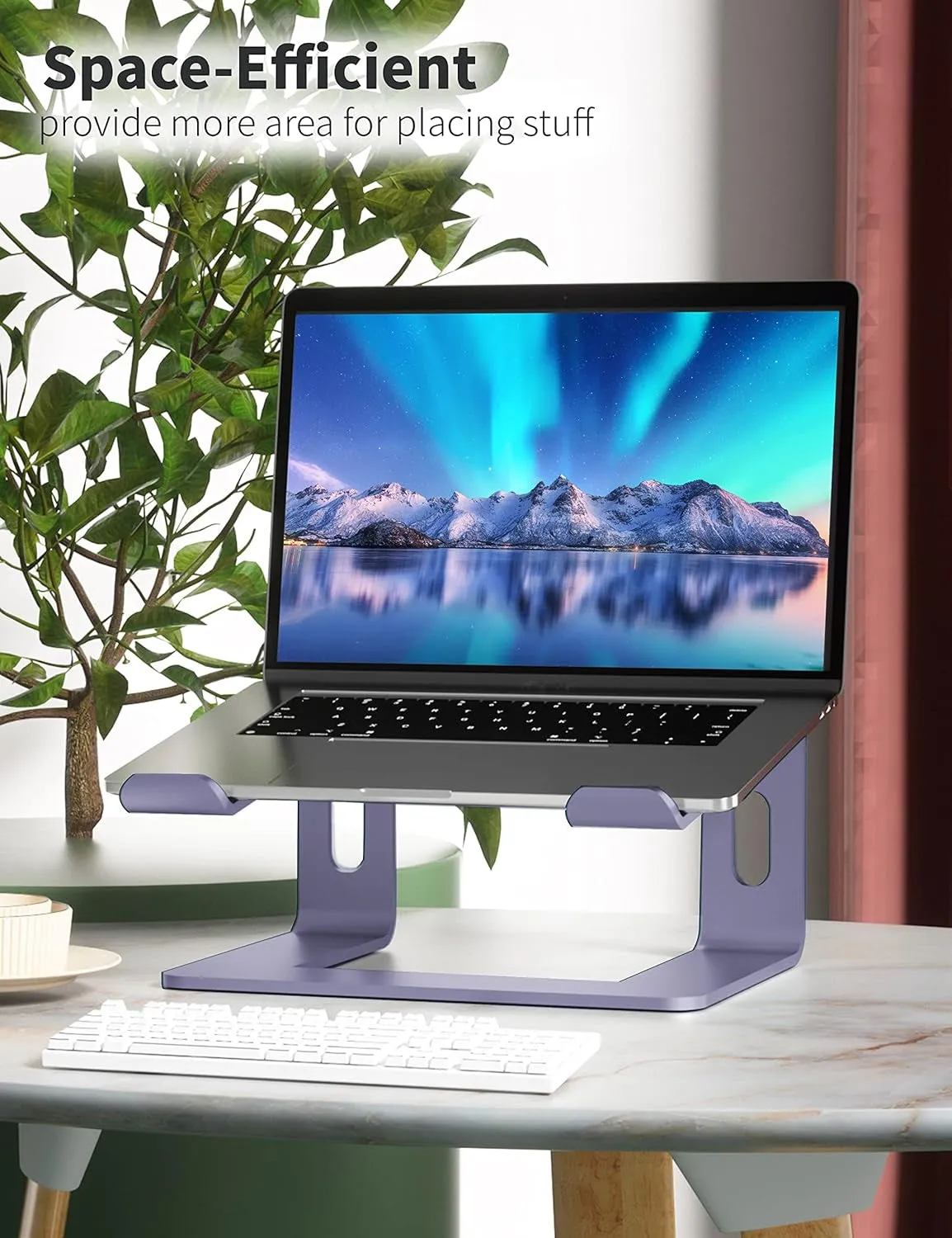 SOUNDANCE Laptop Stand, Aluminum Computer Riser, Ergonomic Laptops Elevator for Desk, Metal Holder Compatible with 10 to 15.6 Inches Notebook Computer, Purple