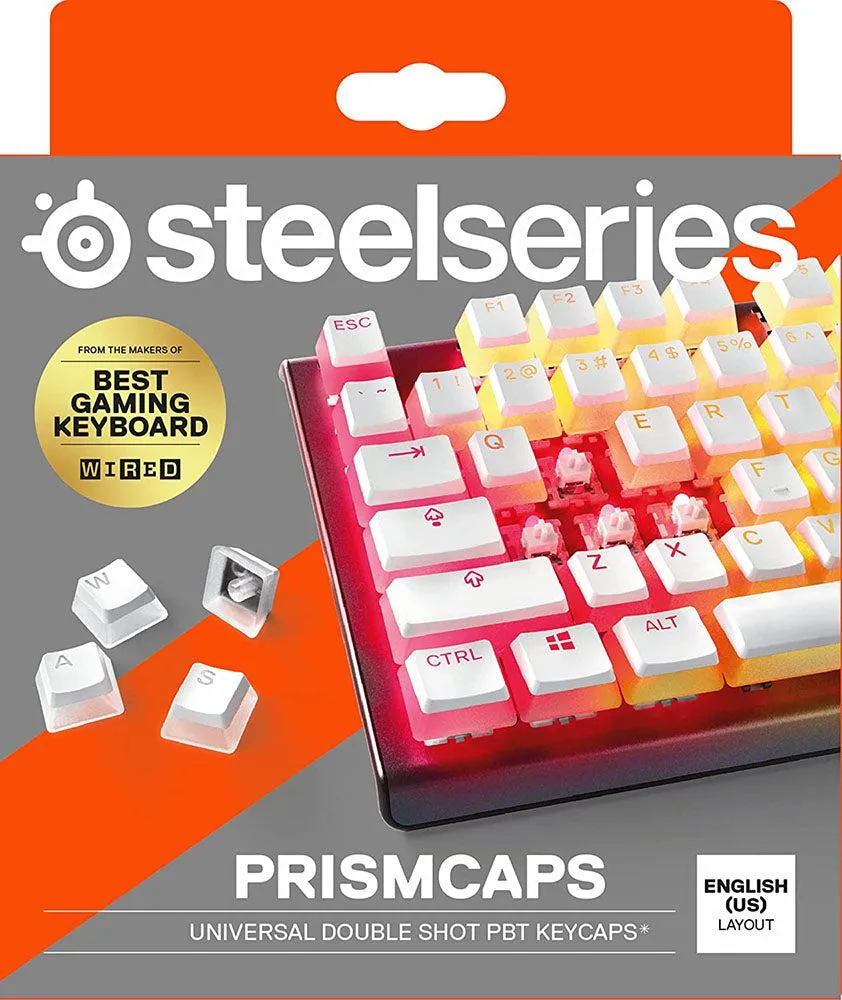 SteelSeries Keyboard PRISMCAPS - Double Shot Pudding-Style Keycaps - Durable PBT Thermoplastic - Compatible with a Wide Range of Mechanical Keyboards - White