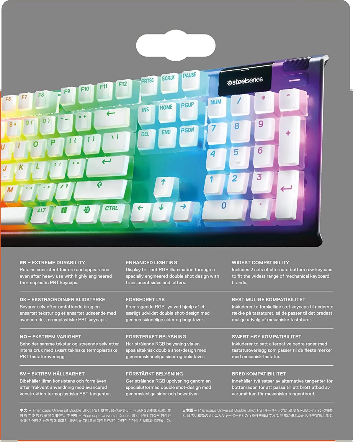 SteelSeries Keyboard PRISMCAPS - Double Shot Pudding-Style Keycaps - Durable PBT Thermoplastic - Compatible with a Wide Range of Mechanical Keyboards - White