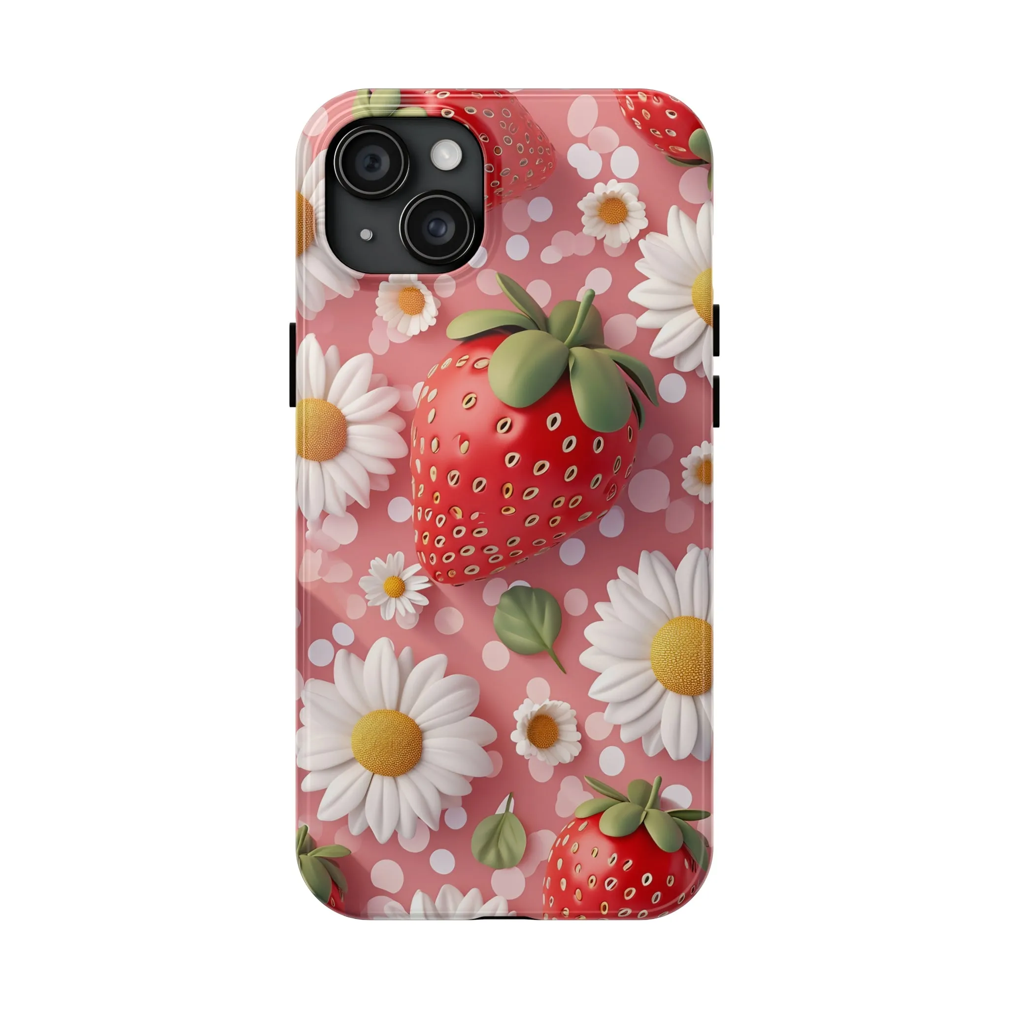 Strawberries & Daisies Digital print Design Tough Phone Case compatible with a large variety of iPhone models, Gift, Phone Case