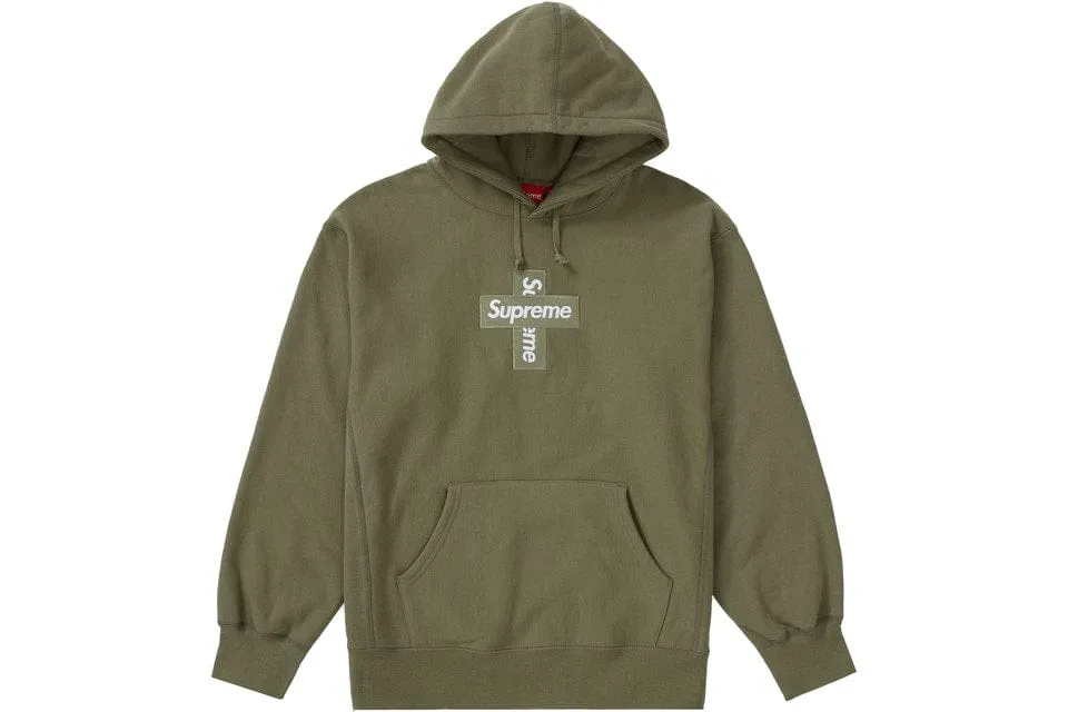 SUPREME CROSS BOX LOGO HOODIE OLIVE