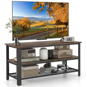 Tangkula Small TV Stand for TVs up to 50 Inch, 3-Tier TV Console Table with Power Outlets, USB Ports